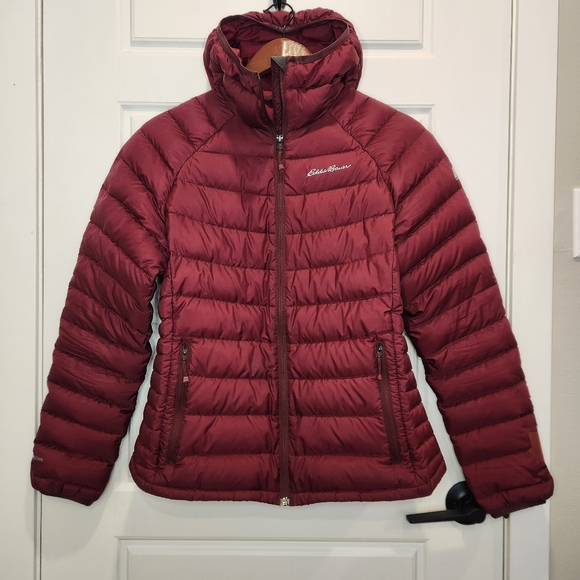 Sz M Eddie Bauer Women's First Ascent Stormdown 800 Puffer Jacket, Black Cherry - Picture 2 of 9